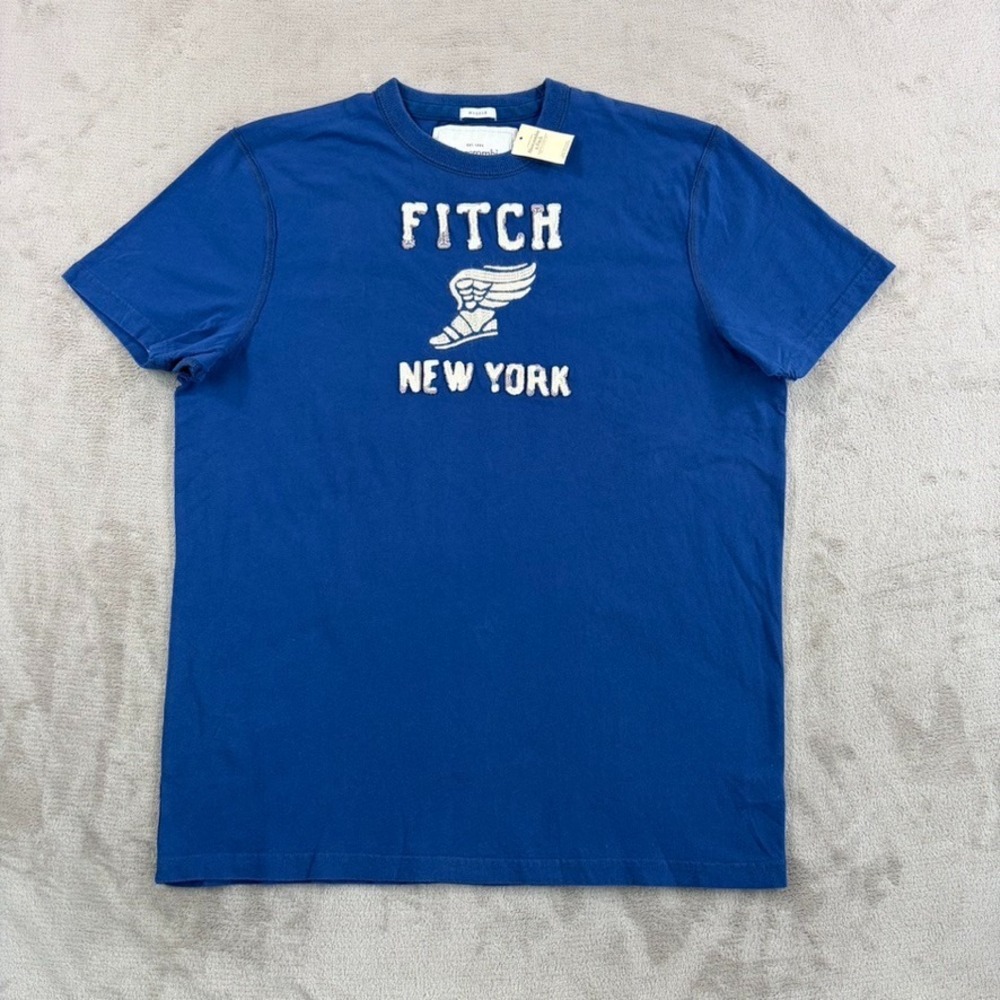 Vintage Y2K Abercrombie & Fitch Muscle Fit T-Shirt Blue Applique Logo Men 2XL
